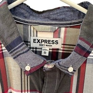Express Men Soft Wash Long Sleeve Plaid Button Down Shirt – Size XL